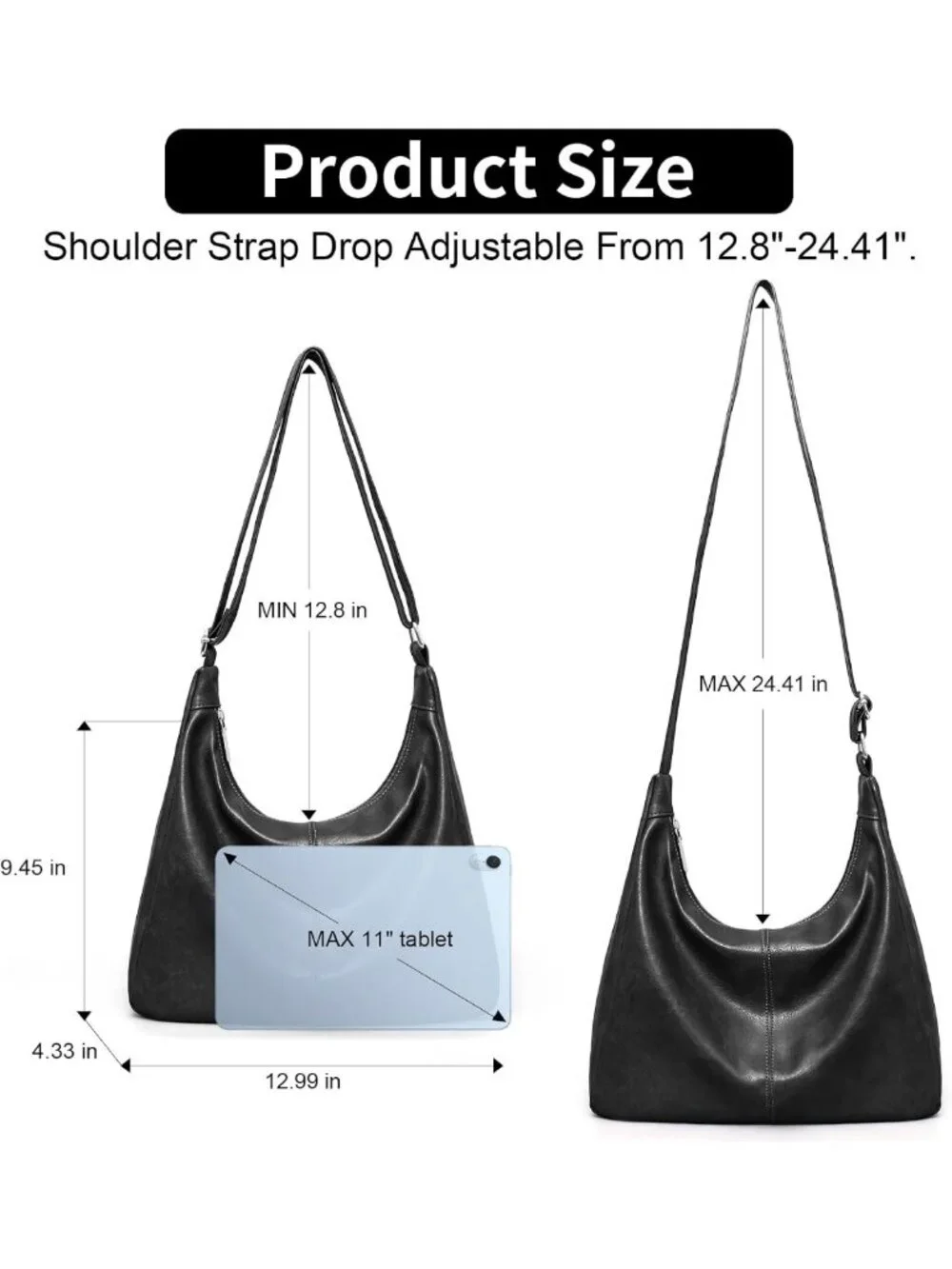 Chic Vegan Leather Hobo Bag for Women | Slouchy Shoulder Tote Purse